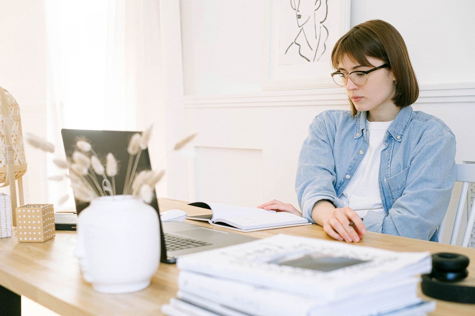 Tradesperson reviewing materials invoices