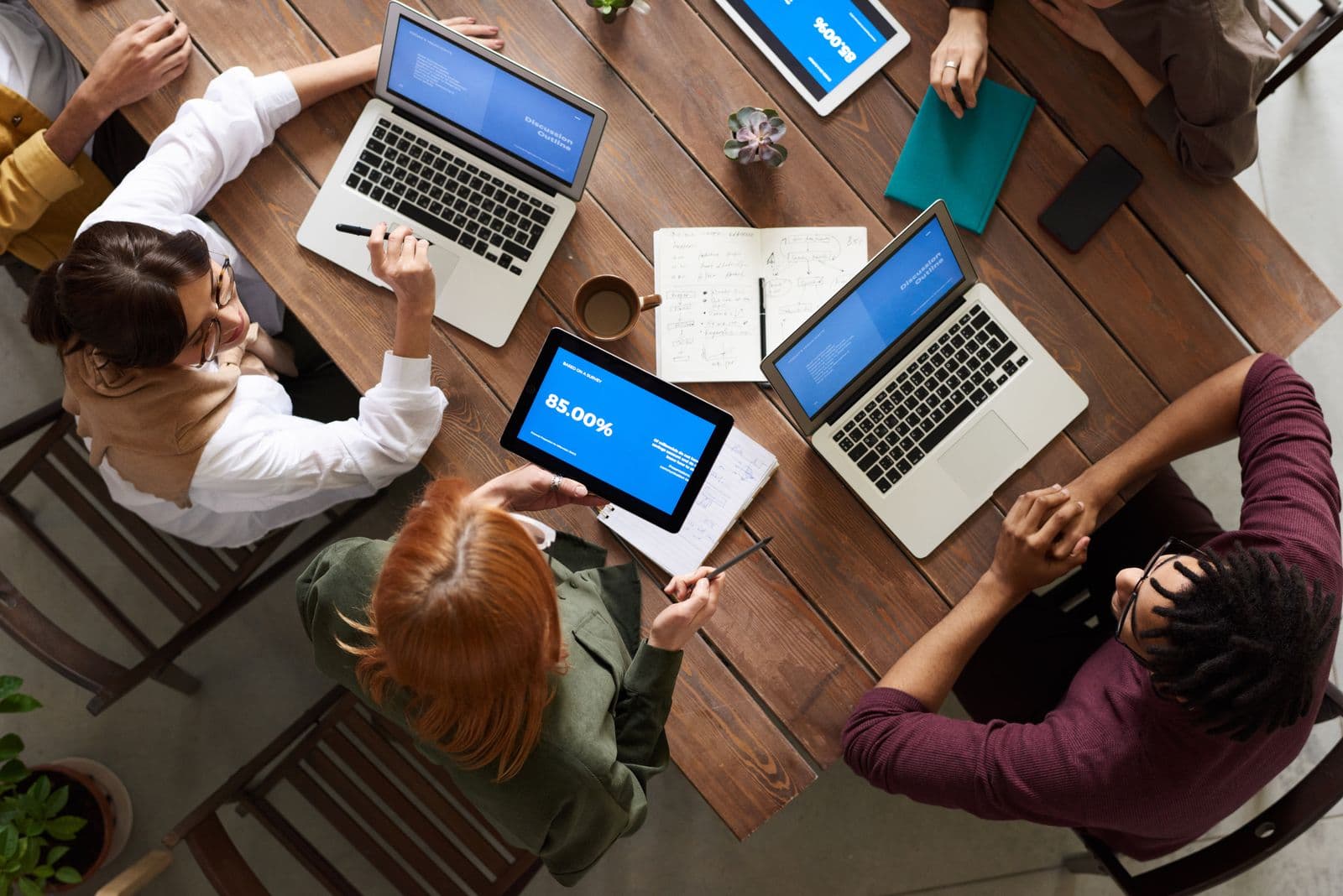 Organization team reviewing finance records
